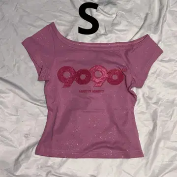 9090 girl OG 로고 오프 숄더 글리터 T
