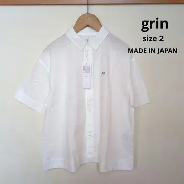 grin 면 린넨 브릭 안경 자수 박스 셔츠