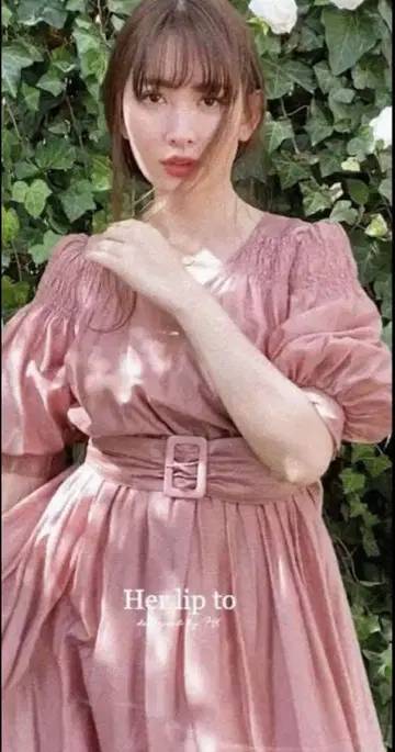 Herlipto Airy Volume Sleeve Dress S 핑크