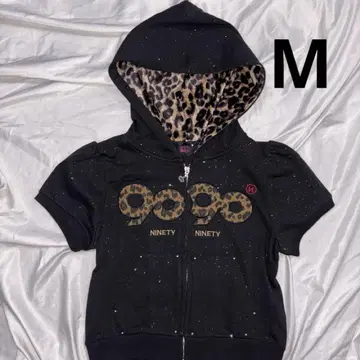 9090 OG 로고 글리터 하프 지퍼 후드 티