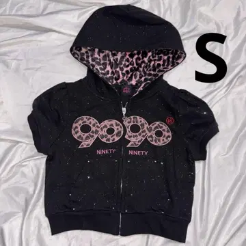 9090 OG 로고 글리터 하프 지퍼 후드 티셔츠 S