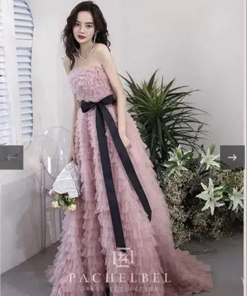 핑크 튤 드레스 웨딩 드레스 결혼식 2차 모임 드레스