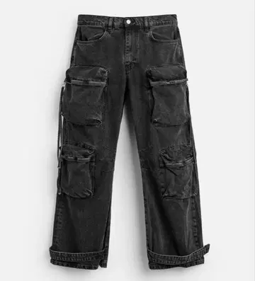 ZARA UTILITY DENIM 카고 팬츠 (블랙 / 29인치)