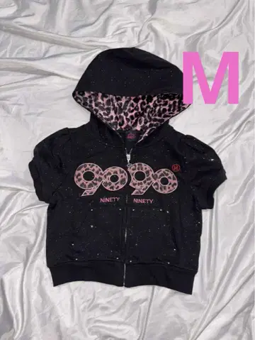 9090 걸 로고 글리터 지퍼 후드 집업 M