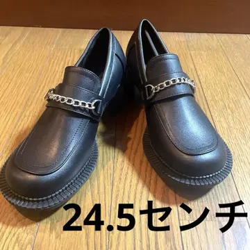 GRL 체인 블랙 로퍼 미들 힐 미사용 새상품
