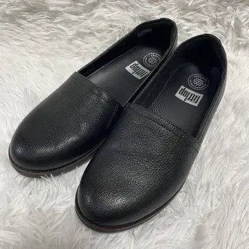 핏플랍 24cm CASA 슬립온 주름 가죽 핏플랍 블랙
