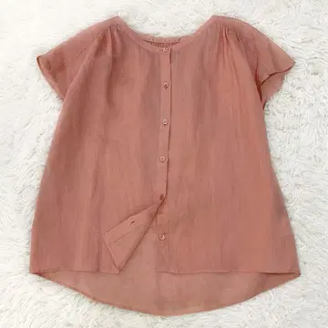 쉽스 밴드 카라 린넨 100% 블라우스 셔츠 린넨 프렌치 슬리브