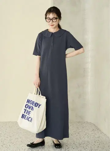 후쿠레 자카드 폴로 옷깃 반팔 원피스 FREAK'S STORE