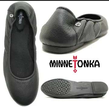 MINNETONKA ANNA 안나 플랫슈즈 천연 가죽 블랙