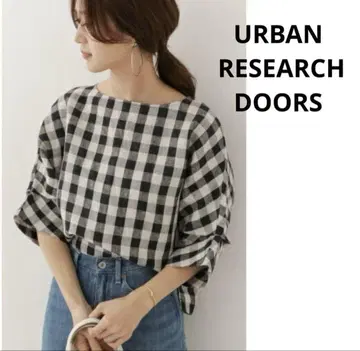 URBAN RESEARCH DOORS 컬러 깅엄 린넨 풀오버