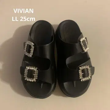 VIVIAN 통굽 스퀘어 더블 비쥬 버클 샌들 플랫 샌들