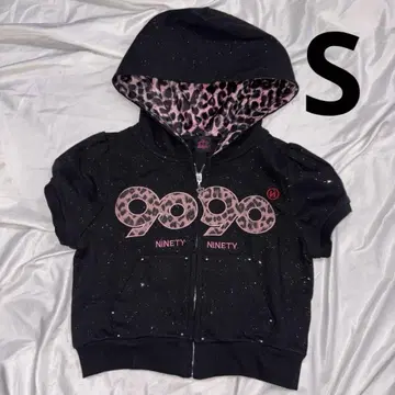 9090 OG 로고 글리터 하프 지퍼 후드 티셔츠 S