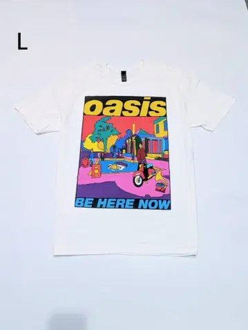 정품 새상품 OASIS 오아시스 티셔츠 밴딩 티셔츠 화이트 L