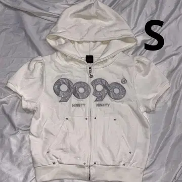9090 girl OG 로고 글리터 하프 지퍼 후드 티셔츠