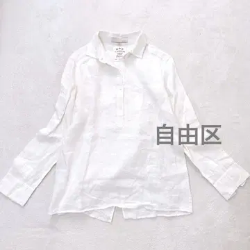 자유구 린넨 셔츠 플랜더스 린넨 백 슬릿 화이트
