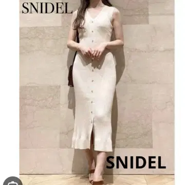 snidel 스나이델 베이지 슬리브리스 롱 원피스