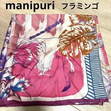 manipuri 마니푸리 스카프 플라밍고 새 실크 100% 정사각형