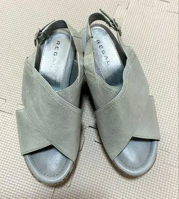 리걸 샌들 23.5cm 코르크 웨지 크로스 스트랩