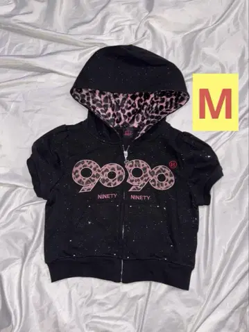9090 걸 로고 글리터 지퍼 후드 집업 M