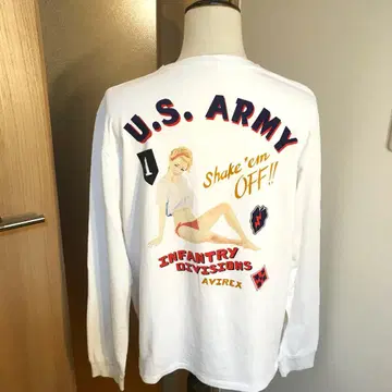 남성용 [새상품급 아비렉스] 화이트 2XL 롱 T USARMY 핀업걸