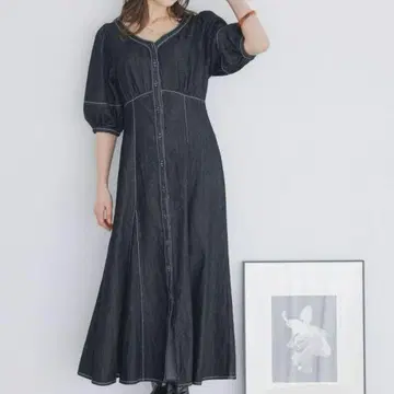 mistywoman 데님 원피스 블랙