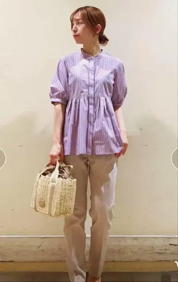 index 인덱스 라메 라인 페플럼 블라우스