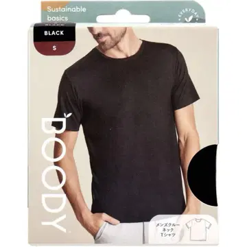 BOODY 남성용 크루넥 티셔츠 S 사이즈 블랙