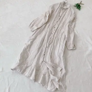 Yarra 린넨 셔츠 원피스 롱 베이지 아이보리