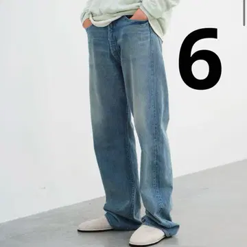셀비지 펄드 라이트 데님 와이드 팬츠