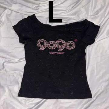 9090 girl OG Logo 오프 숄더 글리터 L