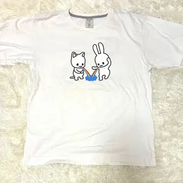 큔 CUNE 티셔츠 토끼 게로 화이트