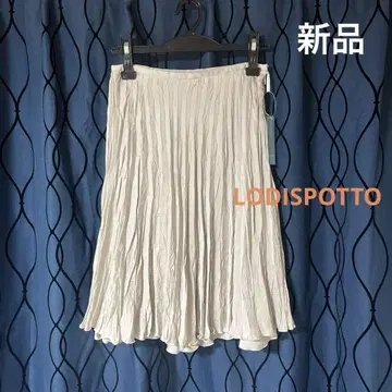 새상품 LODISPOTTO 주름 가공 플리츠 미디 스커트 베이지