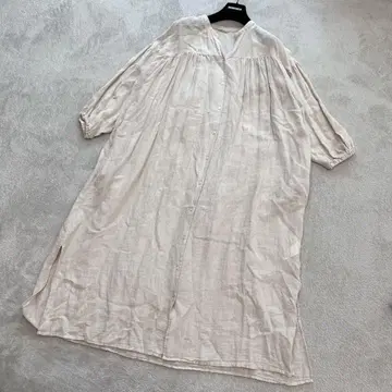 사만사 모스모스 린넨 노카라 롱 셔츠 원피스 프론트 오픈 루즈핏