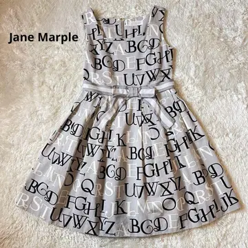 Jane Marple 알파벳 패턴 원피스 리본 벨트 포함 M 사이즈