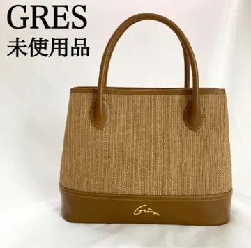 미사용품 GRES 그레스 핸드백 바스켓백 메쉬 여름 베이지 바닥 찡 장식