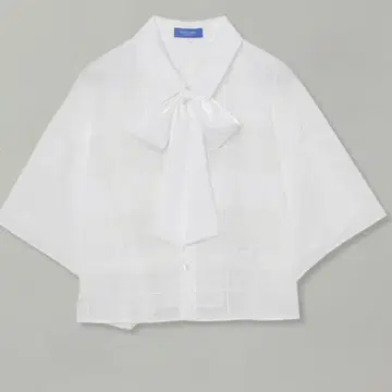 택 포함 블루 라벨 화이트 블라우스