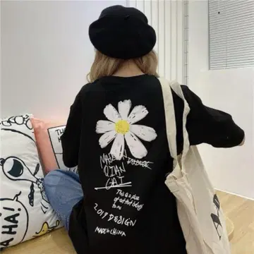 데이지 꽃 플라워 데이지 프린트 티셔츠 한국 캐주얼 귀여운