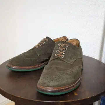 trickers BURTON UK8.5 카키 스웨이드 영국제