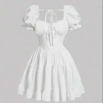 화이트 프릴 미니 원피스