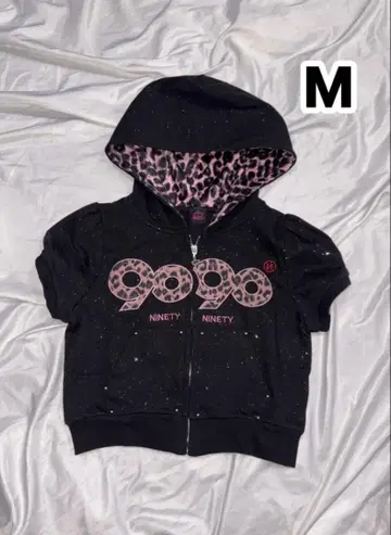 9090 걸 로고 글리터 지퍼 후드 집업 M