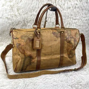 PRIMA CLASSE 보스턴 백 세계 지도 자물쇠 2way PVC
