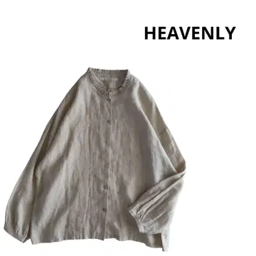 HEAVENLY 블라우스 셔츠 겉옷 린넨 긴팔 옷깃 디자인