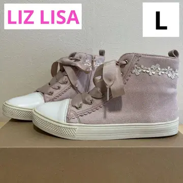 LIZ LISA 리즈리사 하이컷 스니커즈 핑크 스웨이드 꽃 레이스 L