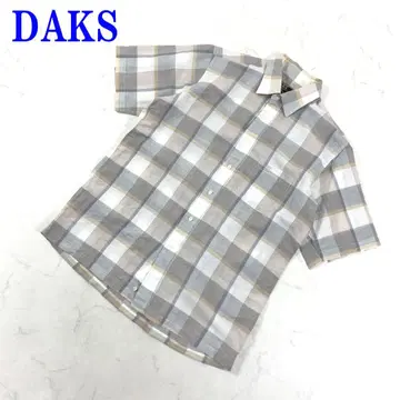 DAKS 덕스 반팔 셔츠 화이트 화이트 브라운 코튼 계열 L C3560