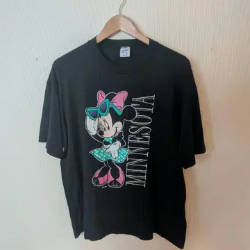 Vintage DISNEY 미니 마우스 블랙 티셔츠 XL