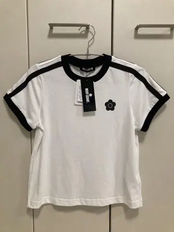 MARY QUANT 바이컬러 데이지 라인 티셔츠 마리콴트