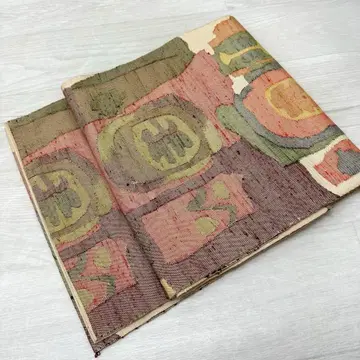 나고야 오비(약 24cm) 멋진 직조 순수 실크 기모노 RO-4131