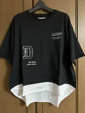 아이리 도킹 자수 패치 반팔 티셔츠 블랙