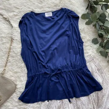 UNITED ARROWS 허리 리본 티셔츠 블루