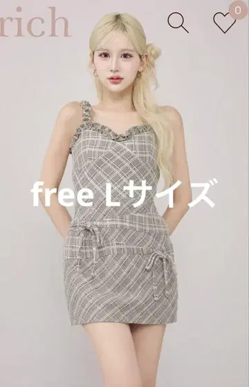 Darich 트위드 체크 리본 미니 원피스 GRY